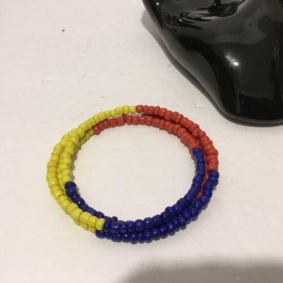 Memory Wire Seed Bead Coil Bracelets Lot of 2 Primary Colors - Picture 9 of 9